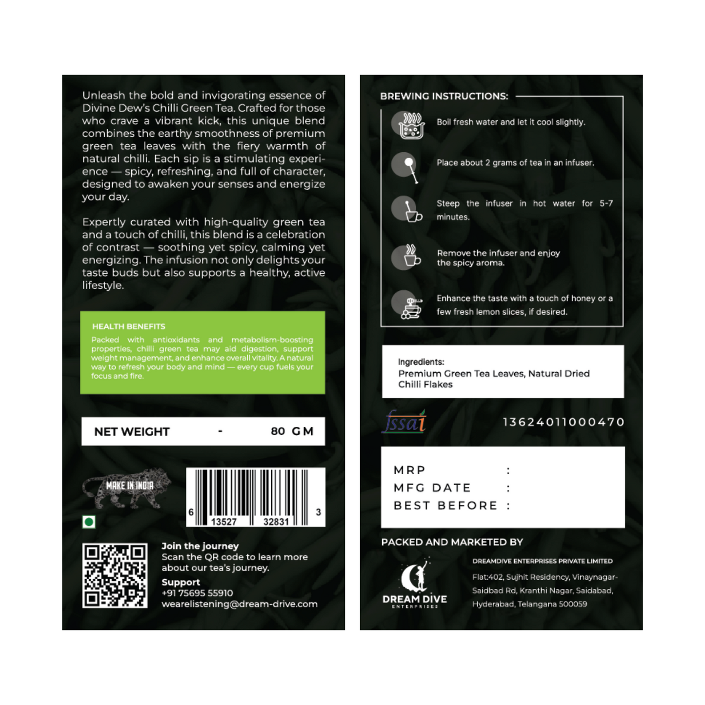 Green Chili Green Tea - 100Gm