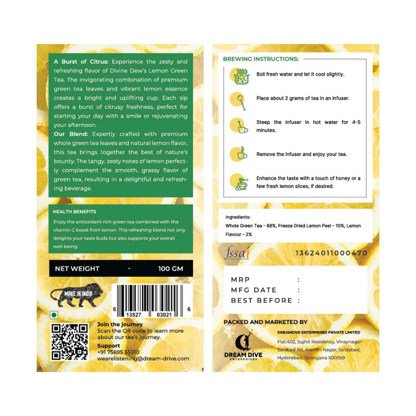 Lemon Green Tea - 100Gm