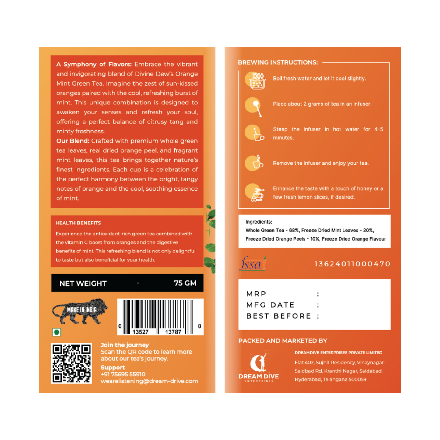 Orange Mint Green Tea- 75Gm