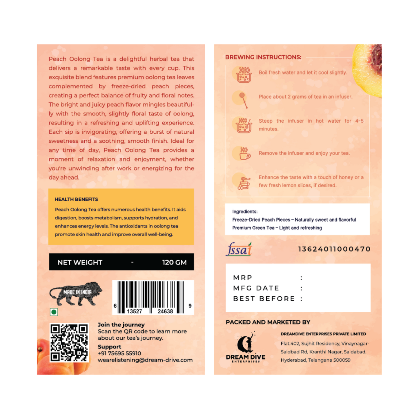 Peach Oolong Tea - 120Gm