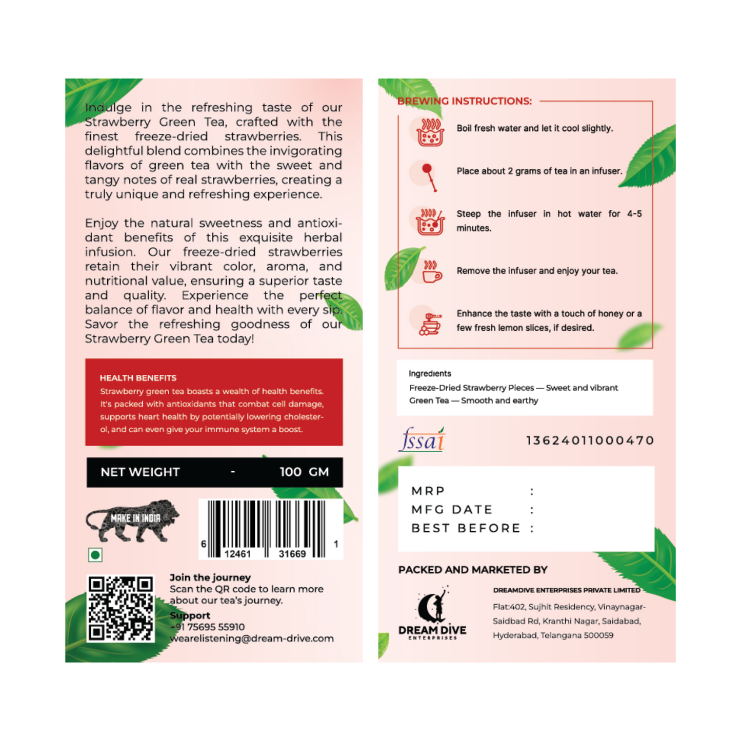 Strawberry Green Tea - 100Gm