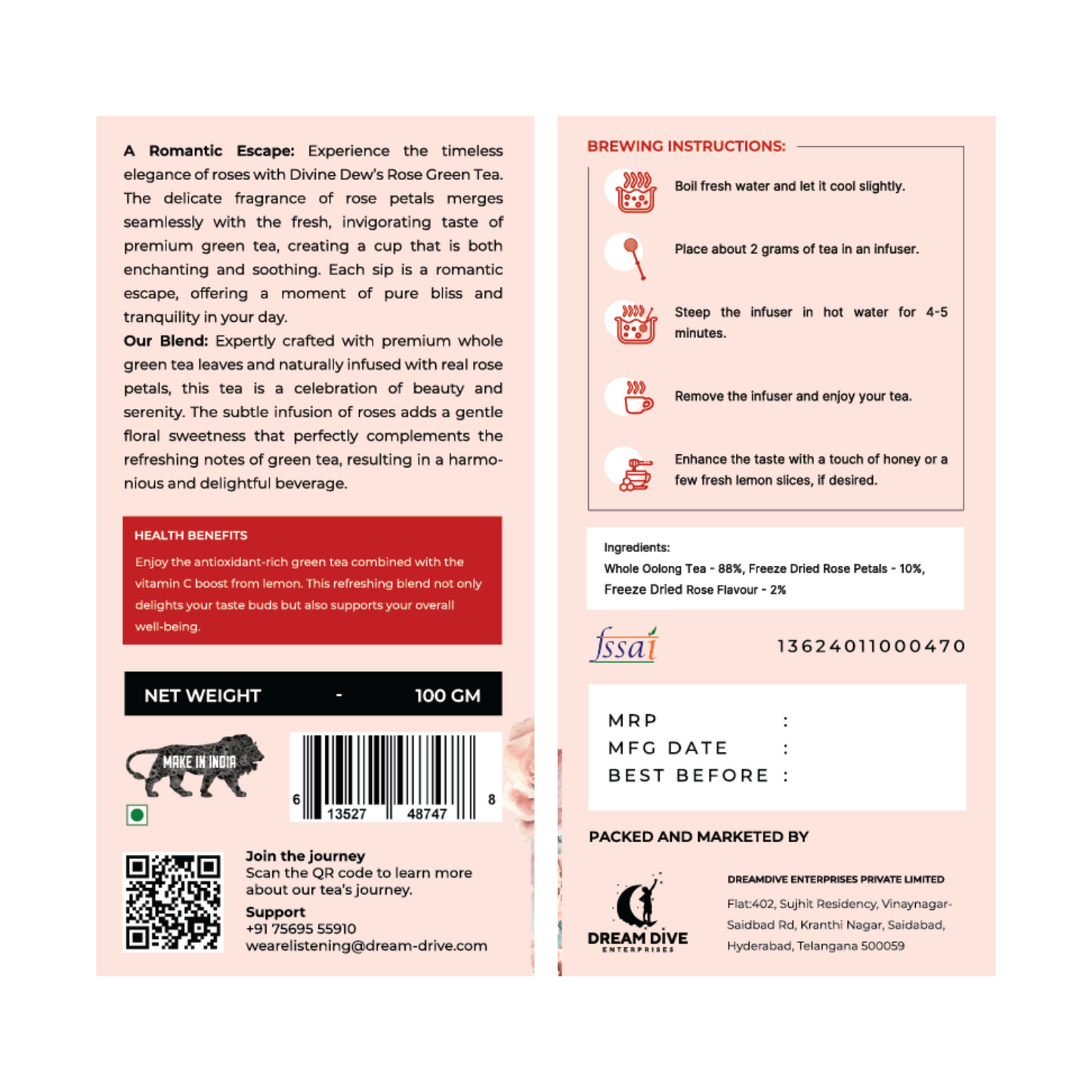 Rose Oolong Tea - 100Gm